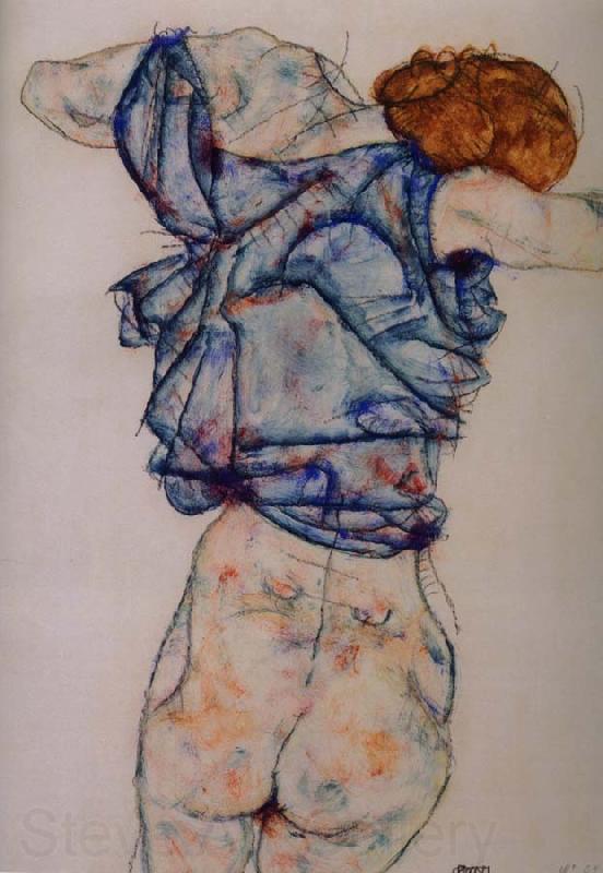 Egon Schiele kvinna under avkladning Norge oil painting art